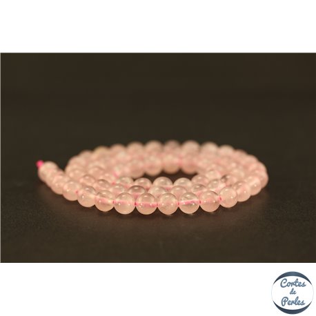 Perles semi précieuses en quartz rose de Madagascar - Ronde/6 mm - Grade AA