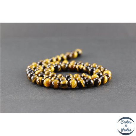 Perles en oeil de tigre - Rondes/6 mm - Grade AA