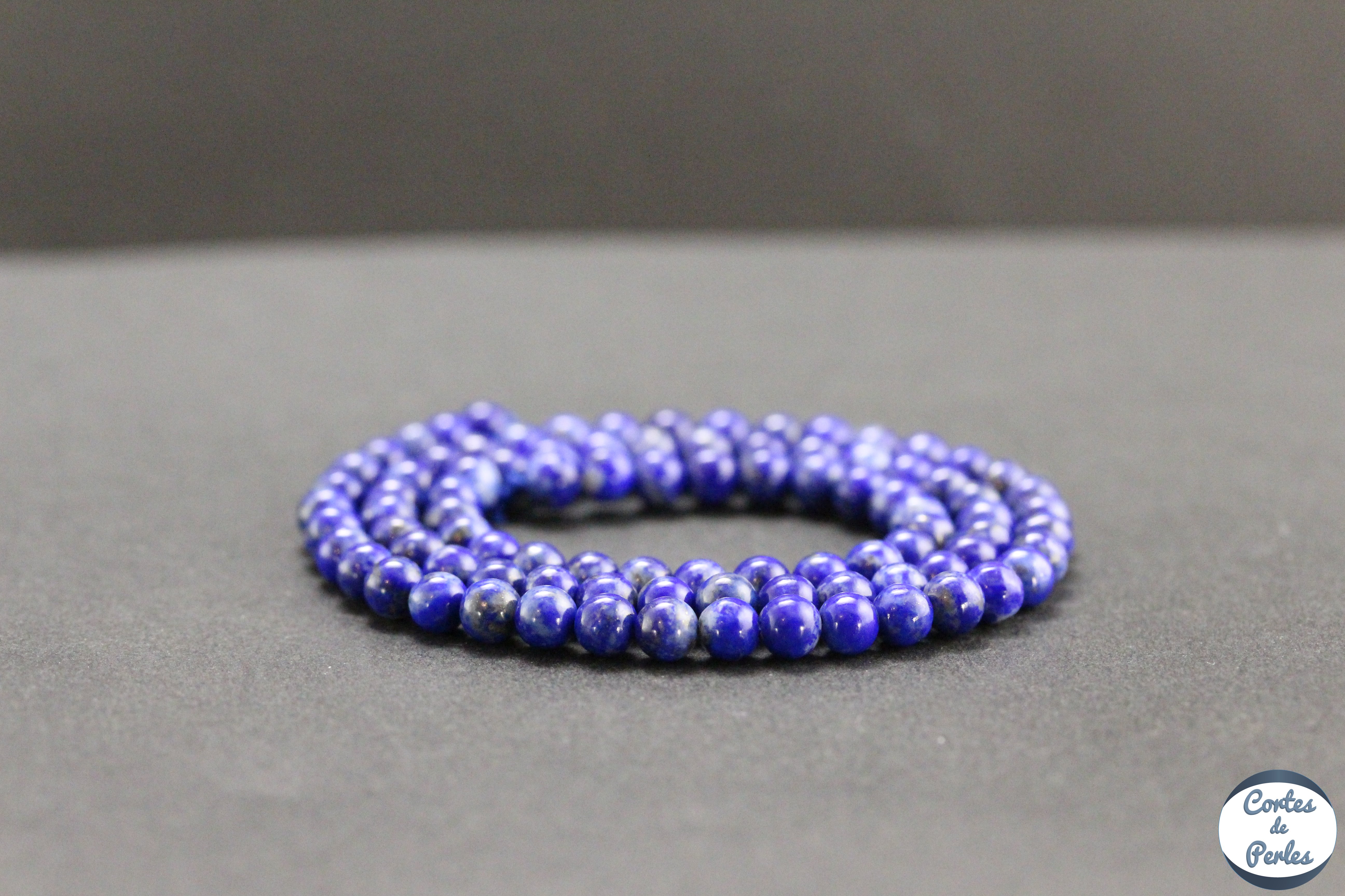 Perles gemme rondes lapis-lazuli bleue