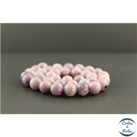 Perles en lépidolite violette de Madagascar - Rondes/10mm - Grade A