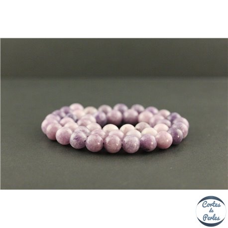 Perles en lépidolite violette de Madagascar - Rondes/8.5mm - Grade A