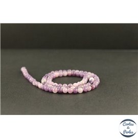 Perles en lépidolite violette de Madagascar - Rondes/4mm - Grade A