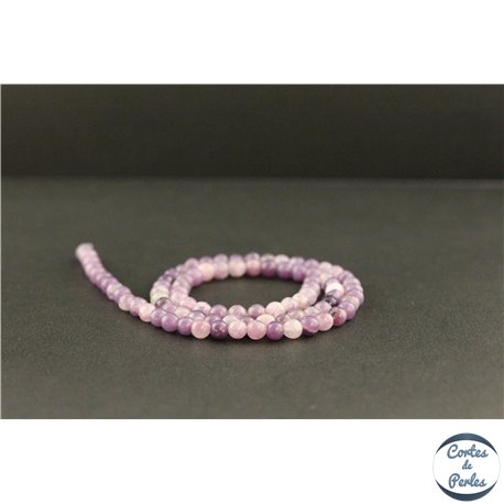 Perles en lépidolite violette de Madagascar - Rondes/4mm - Grade A