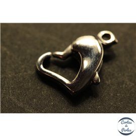 Fermoirs mousqueton coeur - 10 mm - Argenté