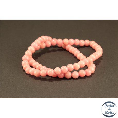 Perles semi précieuses en jade mashan - Rondes/6 mm - Rose Pâle