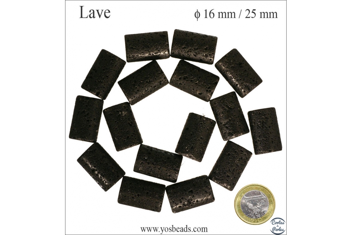 Brin de perles de lave hexagonales, galvanisées en couleur, 6,5x7,5x4 mm,  perçage : 1,2 mm, longueur environ 40 cm ( environ 100 perles)